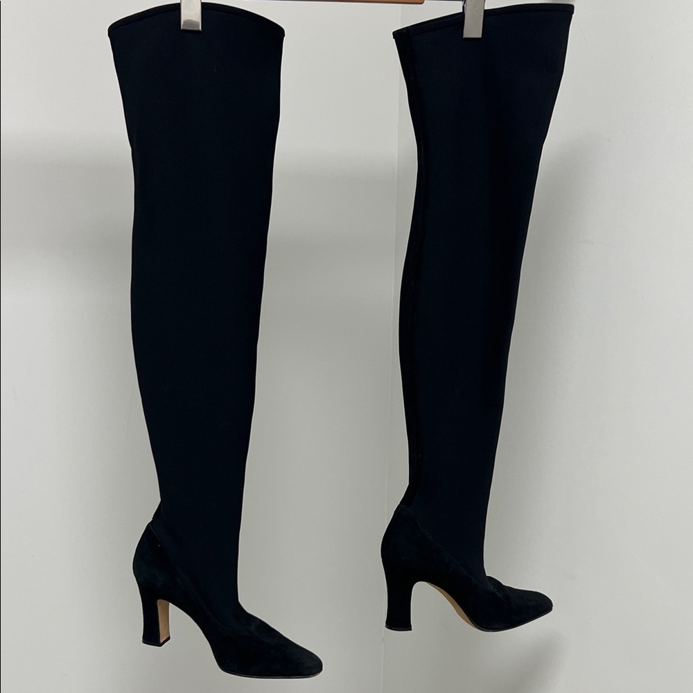 Martinez Valero Suede and Neoprene Over the Knee Boots